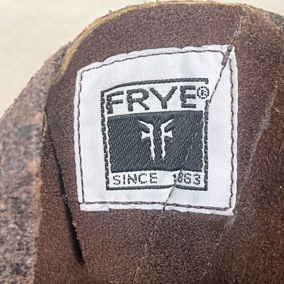 Frye Veronica Distressed Short Leather combat moto Boots in Brown 8.5 - Picture 8 of 12